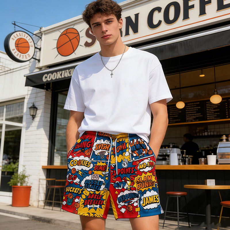 Personalized Comic Book Slam Dunk & Buzzer Beater Shorts for Basketball and Streetball Enthusiasts