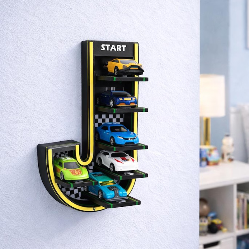 Personalised Race Track Letter Shelf Hot Wheels Display Kids Bedroom Decor Kids Birthday Gifts