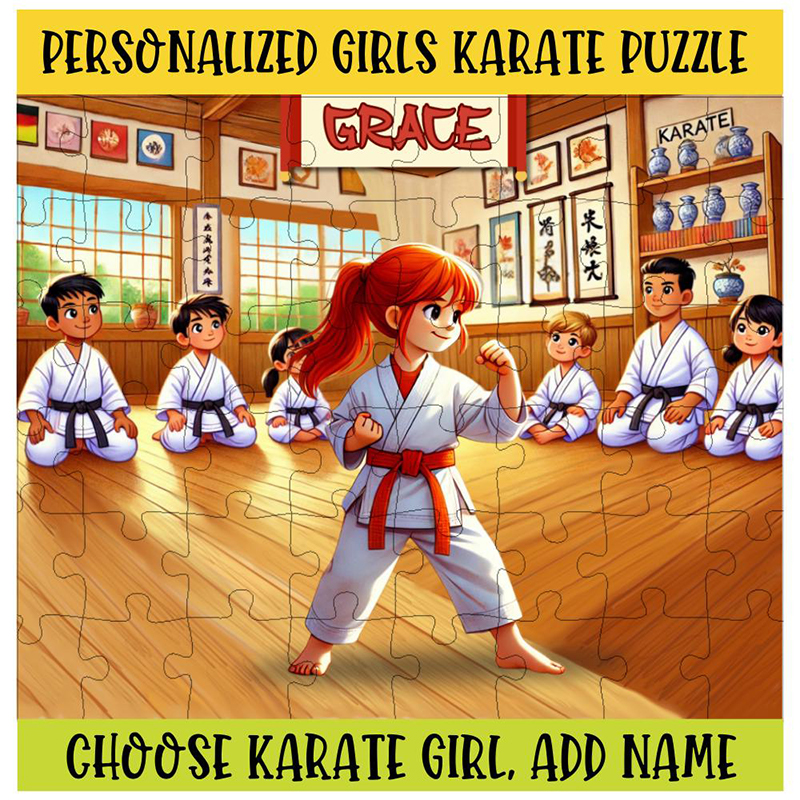 Personalized Karate Girl Puzzle Custom Name Jigsaw for Martial Arts Loving Girls Birthday Gift Karate Party Favor