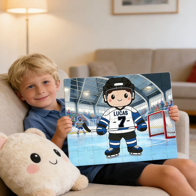 Personalized Ice Hockey Player Puzzle with Custom Name and Number for Ice Hockey Enthusiasts