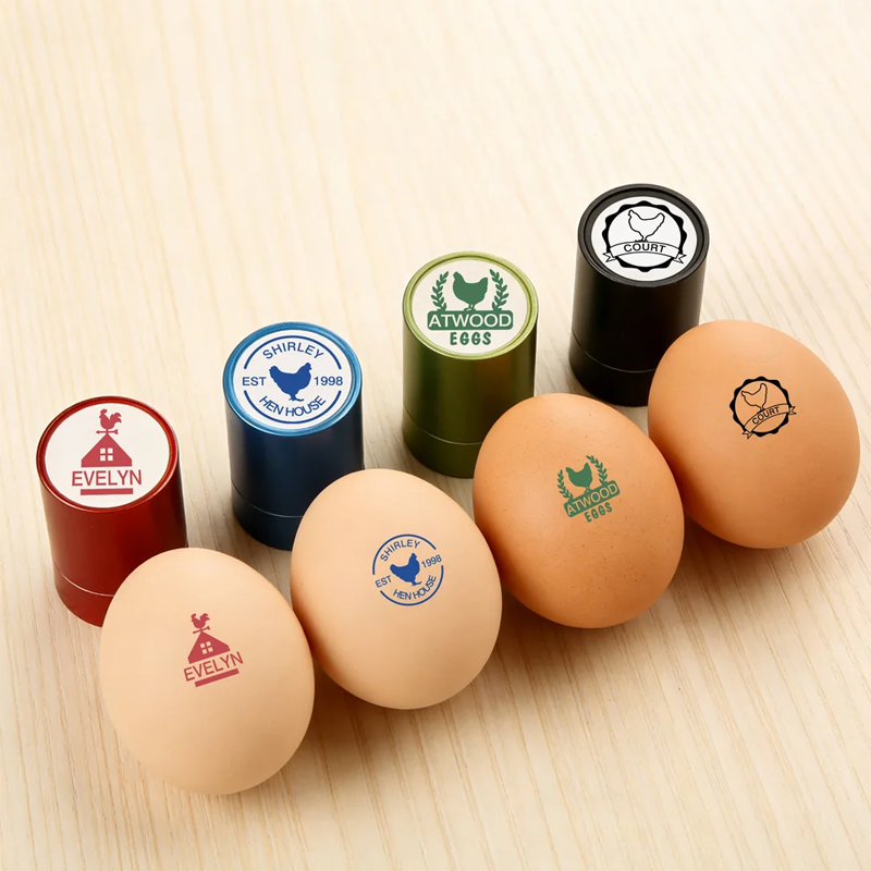 Personalized Hen Silhouette Safe Egg Stamp with Food Grade Ink Name Text and Year Birthday Gift for Family Farmer Breeder