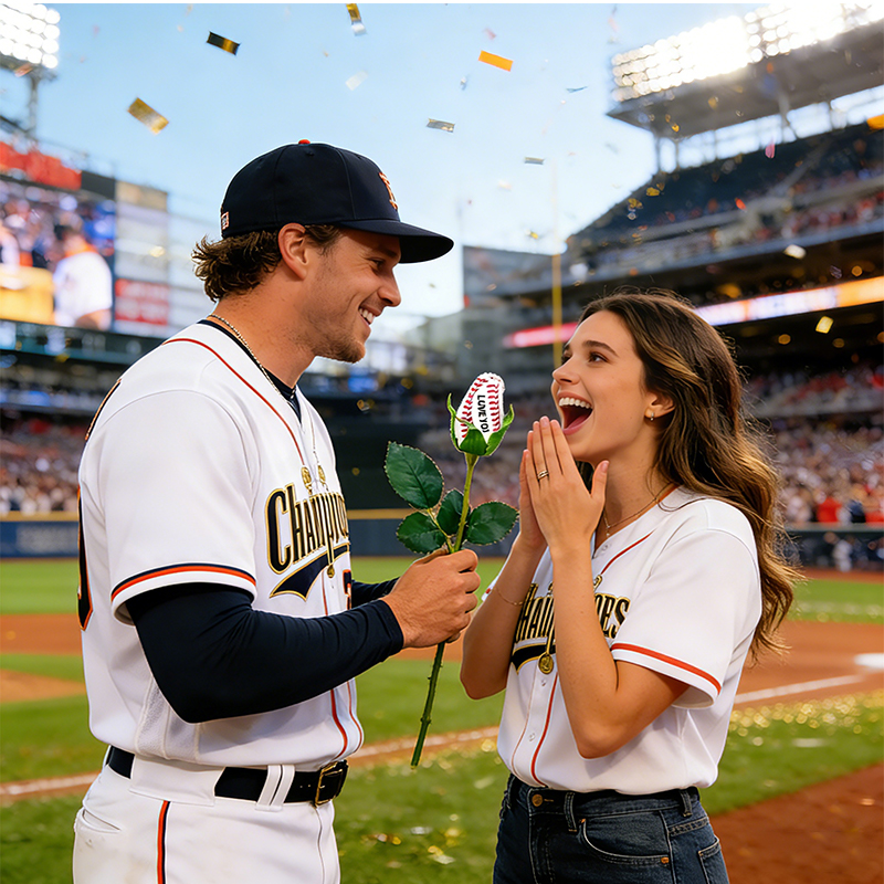 Personalized Baseball Rose Bouquet with Custom Text for Team Members and Fans, Gift for Weddings, Graduations, and Coaches
