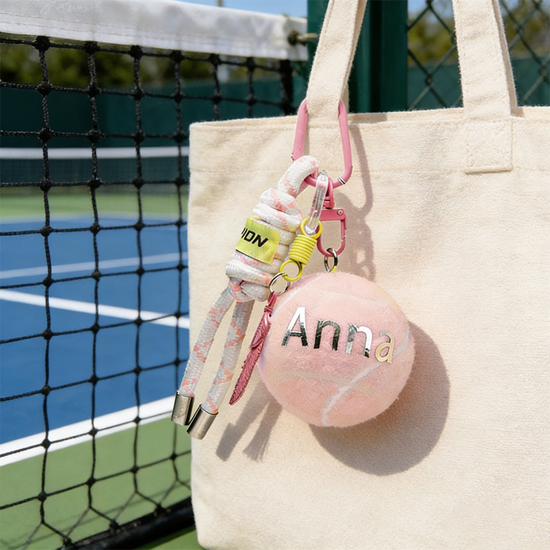 Personalized Tennis Ball Keychain with Name Bag Charm Christmas Birthday Team Gift for Coach Tennis Lovers Teammates
