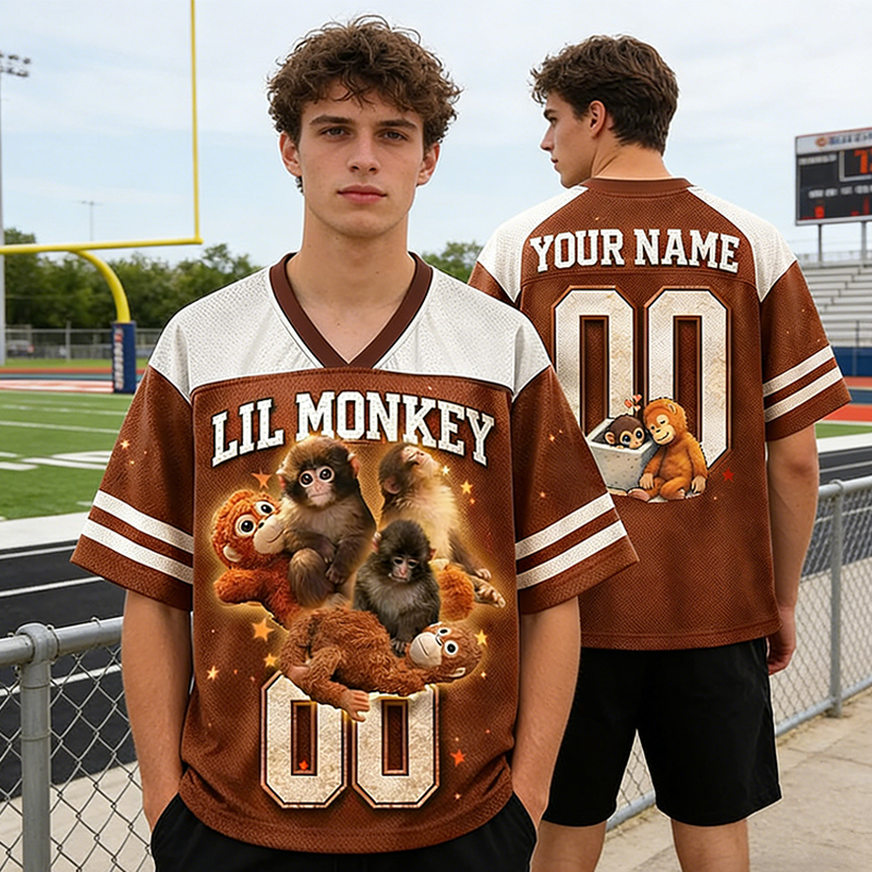  Personalized "Lil Monkey" Mesh Football Jersey Custom Name & Number for Animal Enthusiasts
