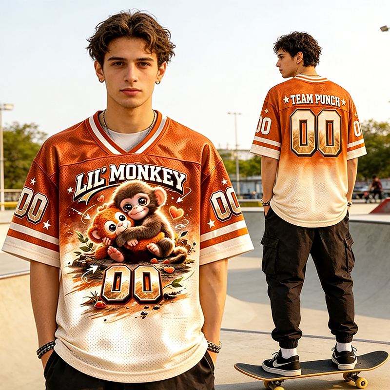 Personalized "Team Punch" Monkey Themed Mesh Jersey Custom Team Name & Number for Animal Fans