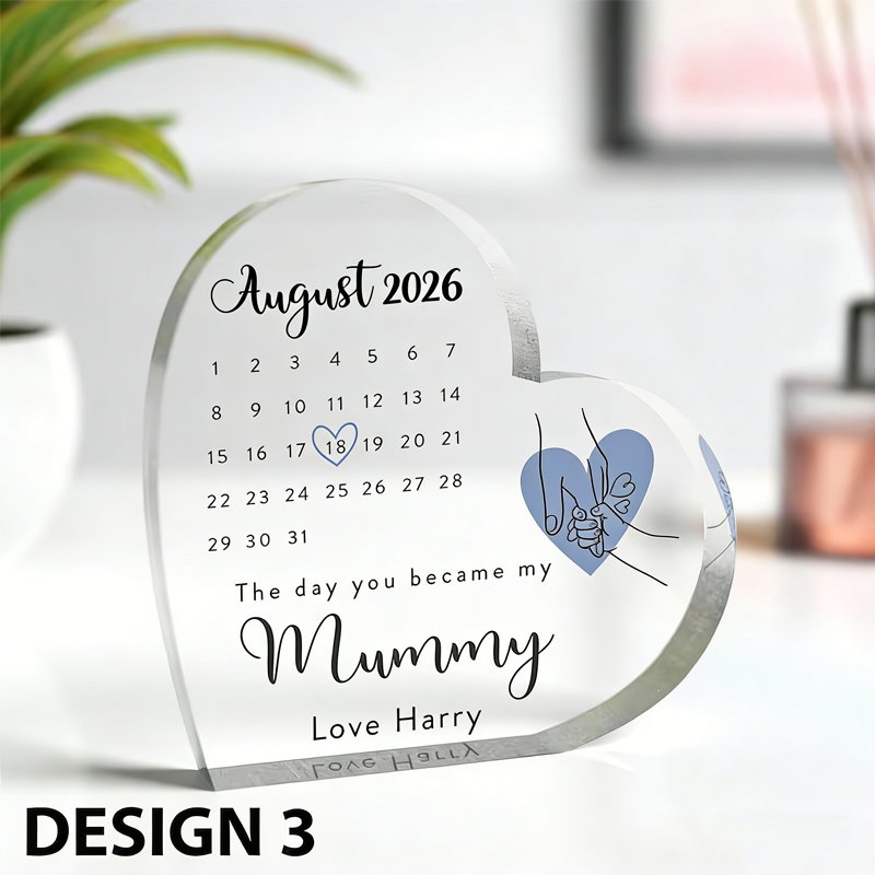 Personalised Day You Became My Mummy Date Heart from Daughter Son Mother's Day Birthday New Mummy Gift First Mother's Day 