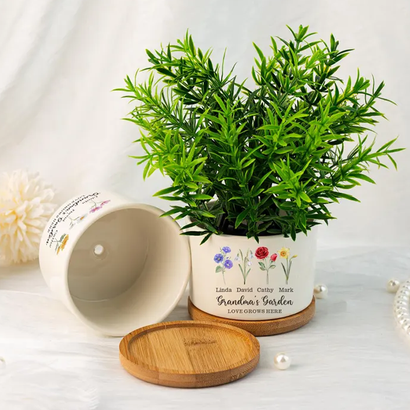  Personalised Birth Flower Mini Pot Grandma S Garden Pot for Mom Nanny Perfect Gift for Her Family Flower Plant Pot