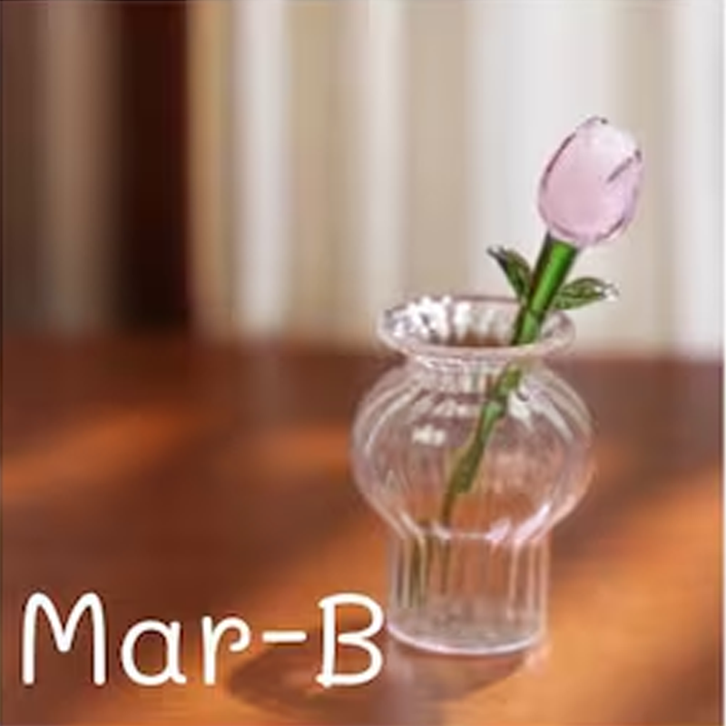 Handmade Pretty Glass Birth Month Flower Snowdrop Rose Larkspur Gift For Mom Family Birth flower Bouquet