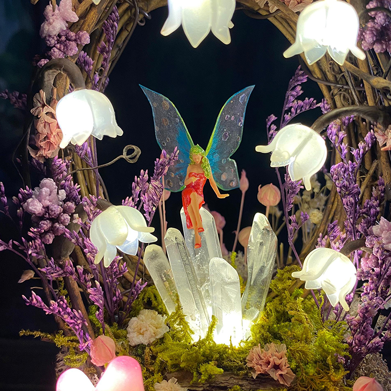 Personalized Enchanted Fairy Crystal Terrarium Lamp Lily of the Valley Night Light, Cute Mushroom Lamp Therapeutic Decor for Stress Relief & Mindfulness