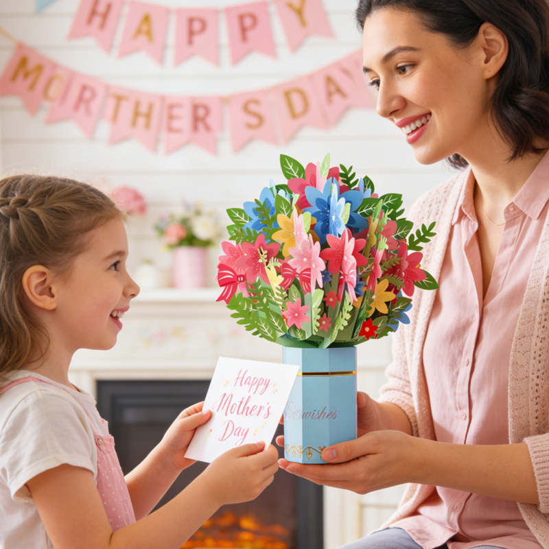 3D Pop Up Cherry Blossoms Bouquet Mother’s Day Card for Mom Floral Birthday Gift Birthday Gift for Her
