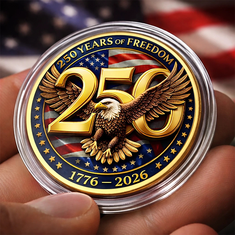 Commemorative Keepsake Coin America 250th Anniversary Gifts for Women Men United in Freedom and Pride