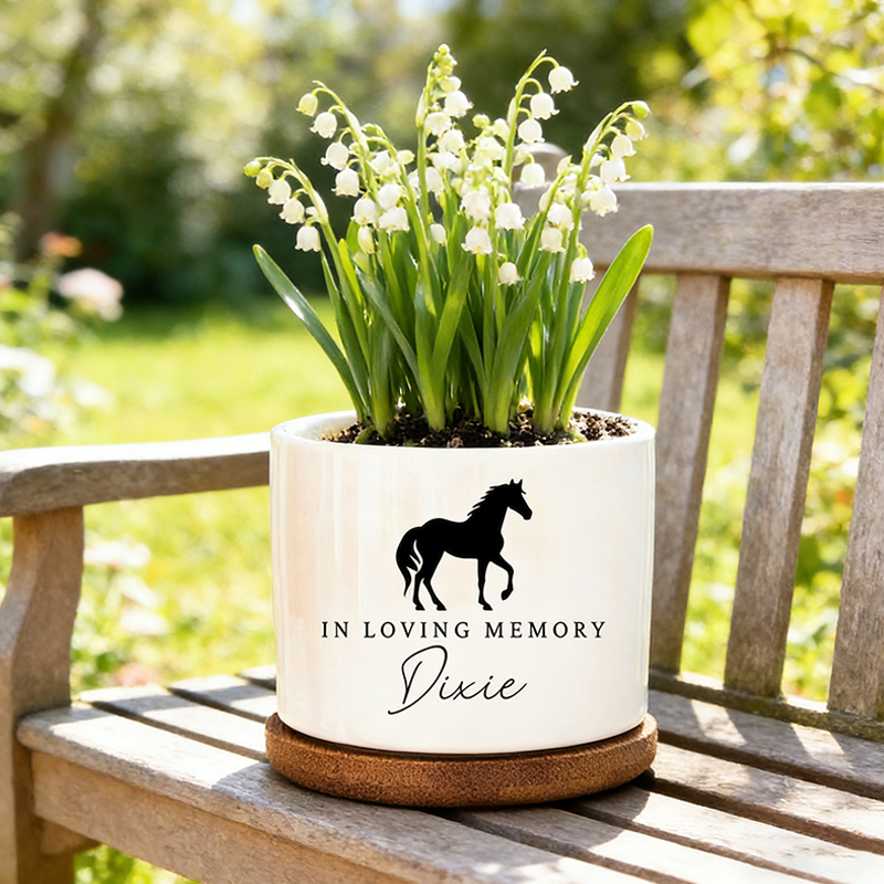 Personalized Equestrian Memorial Plant Pot Custom Memorial Pot for Equestrian Pet Loss