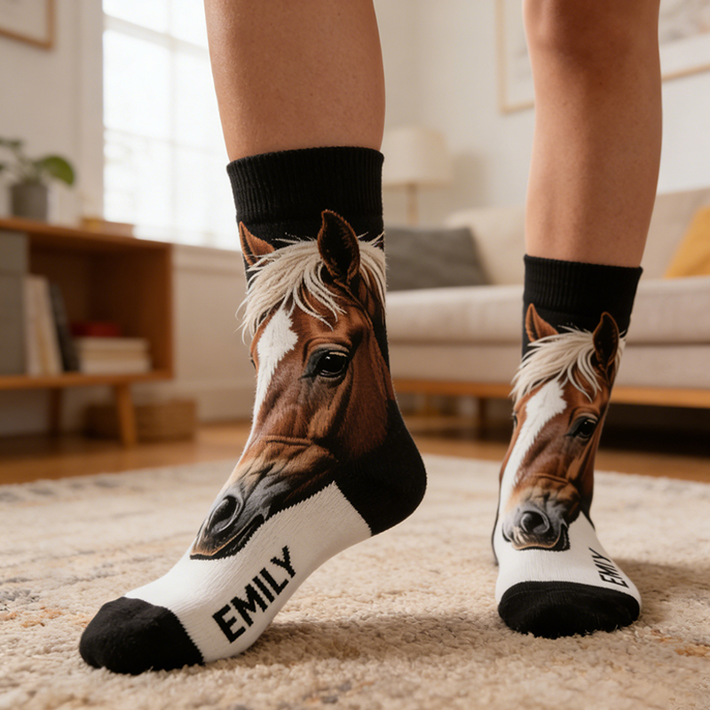 Personalized Horse Socks with Custom Name for Equestrian Enthusiasts