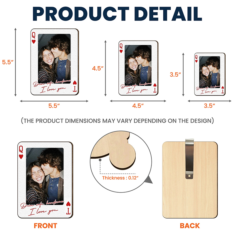 Personalized Wooden Photo Car Visor Clip King & Queen Custom Couples Photo Drive Safe I Love You We're A Perfect Pair