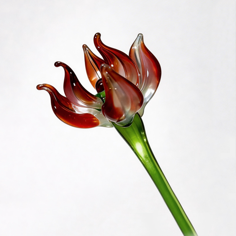 Handmade Glass Birth Month Flower Snowdrop Rose Larkspur Gift For Mom Family Birth flower Bouquet