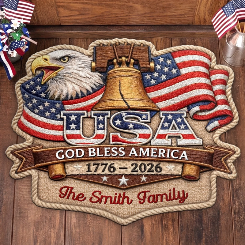 Personalized America 250th Doormat Anniversary Gifts for Mom Dad Brother Sister Kids Spirit of Liberty Lives
