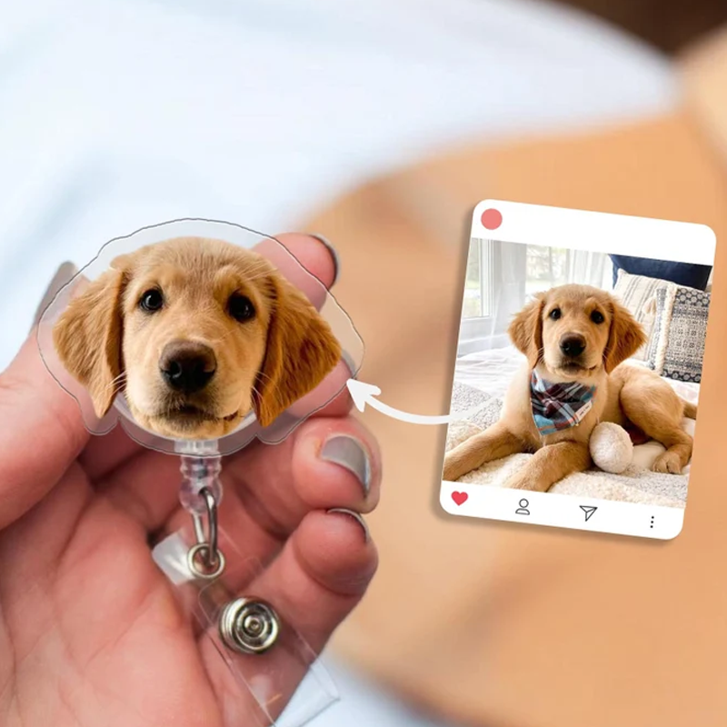 Personalized Pet Lovers Dog Badge Reel Custom Pet Portrait Photo Badge Reel Nurse Badge Reel Retractable Badge Holder Custom Photo Badge Reel 