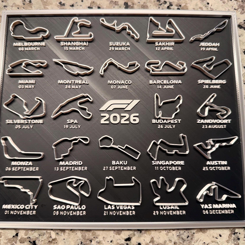 Personalized F1 2026 Calendar Schedule Formula 1 Gift for Racing Enthusiasts and Collectors