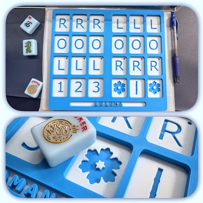 Mahjong Practice Board Reusable Training 3D Printed Board Customizable Colors Colors Training Aid
