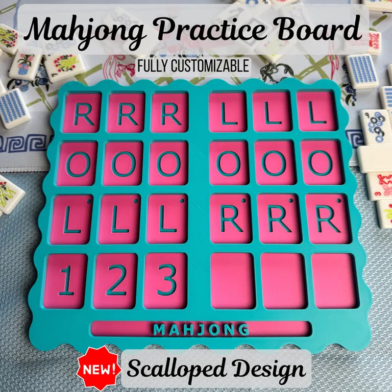 Mahjong Practice Board Reusable Training 3D Printed Board Single Player Training Customizable Colors Colors Training Aid
