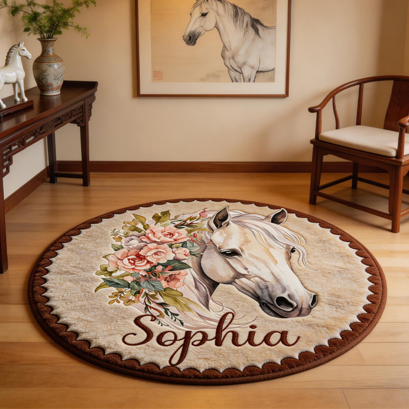 Personalized Watercolor Floral Horse Doormat Gift for Equestrian Riding Lovers Hourse Lover Gifts Birthday Gift for Kids