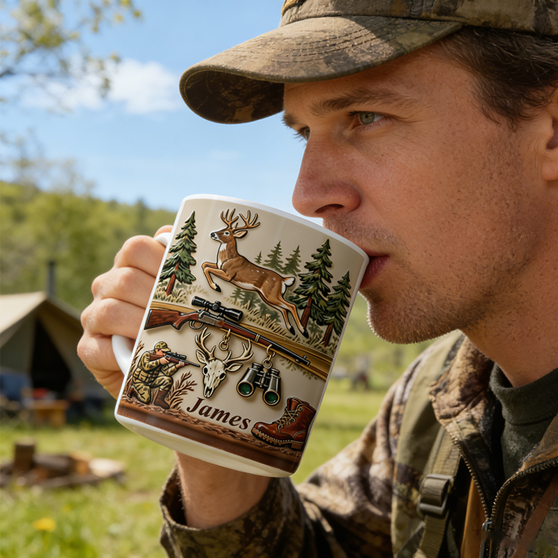 Personalized Hunting Adventure Mug Custom Name Outdoor Gift for Dad Husband Men