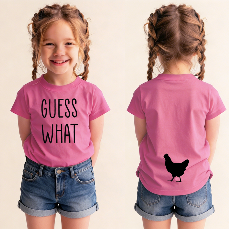 Guess What Chicken Butt Kids T-Shirt Funny Kids Shirt Birthday Gifts for Kids  Funny Shirts with Sayings