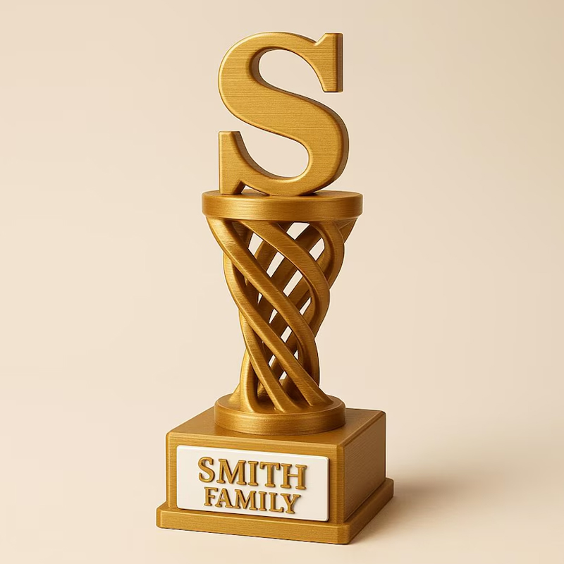 Personalized 3D Printed Basketball Trophy with Custom Family Name for Celebrations