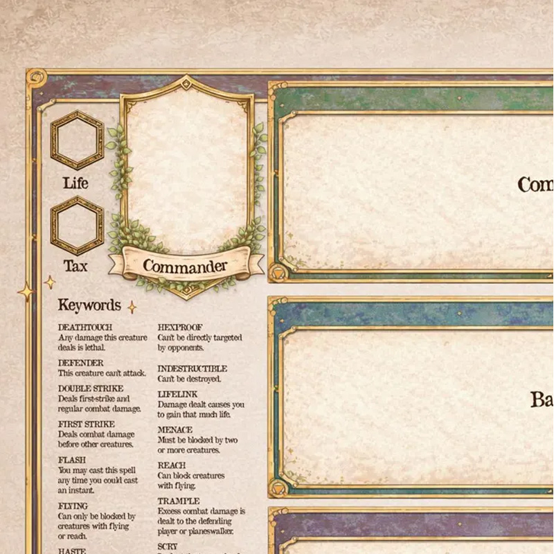 MTG Beginner Playmat Learn to Play Magic the Gathering Mat with Zones Commander & Turn Order Guide New Player Teaching Card Mat