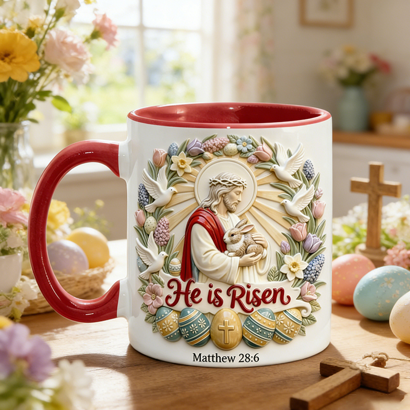Personalized "He is Risen" Easter Mug Custom Name Christian Gift