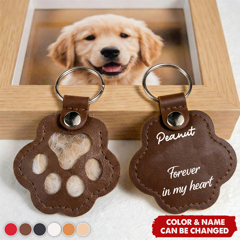 Personalized Pet Fur Keepsake Keychain I'm Always with You Dog Hair Memorial Holder Leather Pouch for Pet Loss Gift