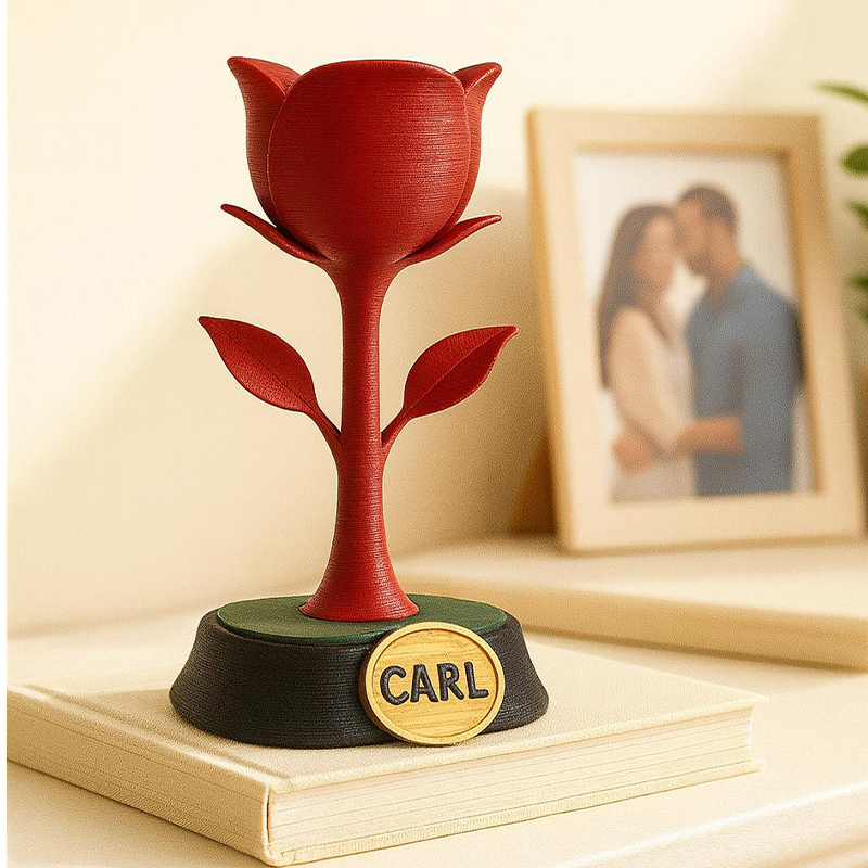 Personalized 3D Printed Rose Golf Ball Display Stand with Custom Name Valentine's Day Gifts 