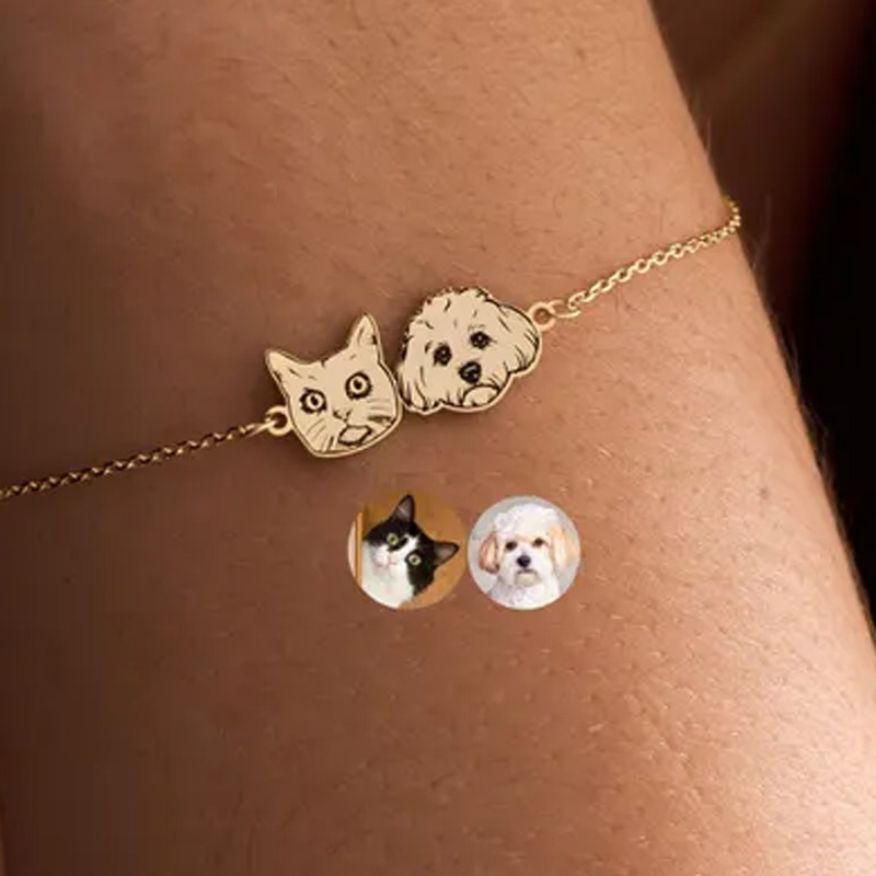 Personalized Pet Portrait Bracelet Pet Memorial Bracelet Custom Pet Picture Jewelry Pet Lost Dog & Cat Jewelry Mother's Day Gift