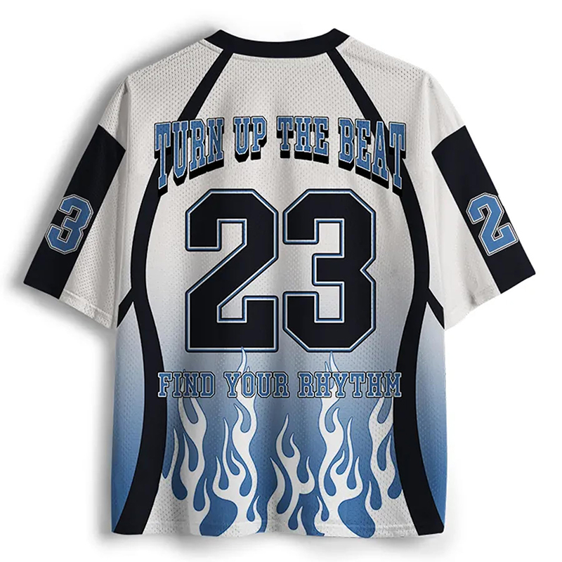 Personalized Vibes On Worries Off Mesh Football Jersey Custom Number Flame Design Streetwear Tee