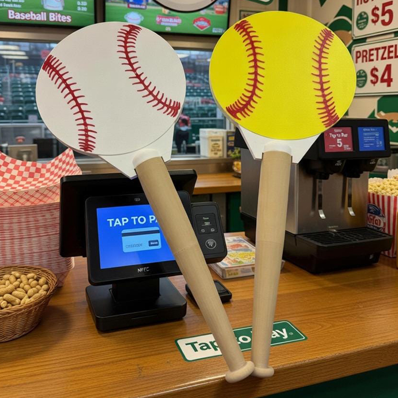 Personalized Baseball Softball Tap-to-Pay Wand  Baseball Softball Concession Stand Card Holder Game Day Hygiene Hack for Sports Fans