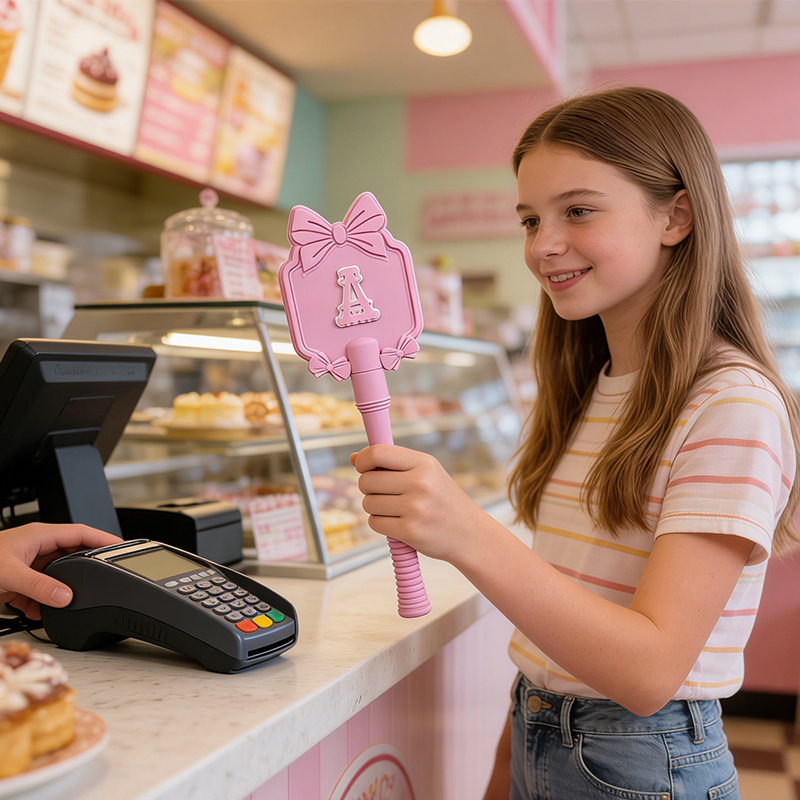 Personalized Pink Bow Tap to Pay Wand Custom 3D Printed Payment Accessory Cute Credit Card Holder for Shopping for Girls 