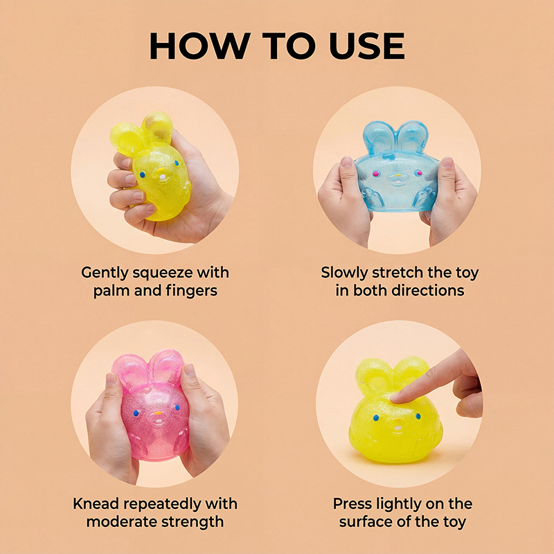 Personalized Jelly Hops Bunny Stress Ball Cute Squishy Fidget Toy Sensory Squeeze Ball Easter Basket Stuffer Anxiety Relief Gift