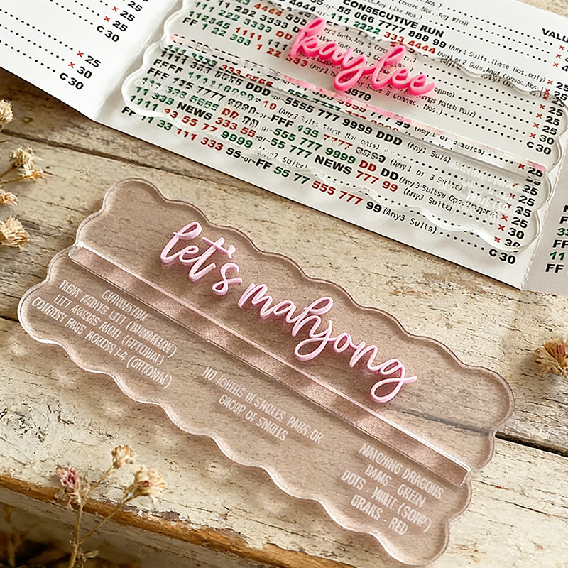 Personalized Mahjong Row Finder with Rules Scalloped Mahjong Line Reader Mahjong Gifts Mahjong Rule Helper for American Mahjong Lovers
