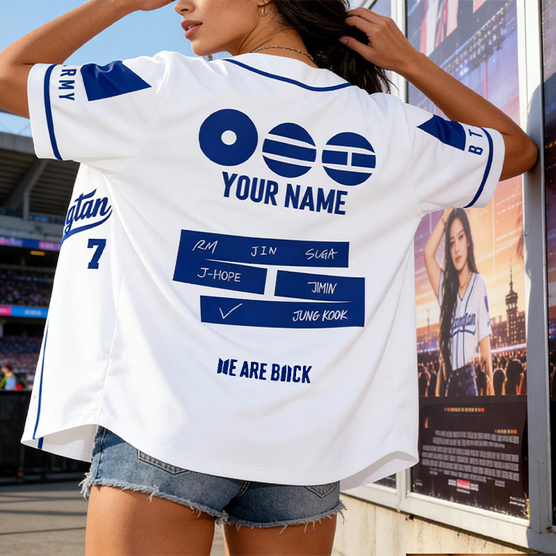 Personalized BTS Kpop Baseball Jersey Unisex Banggtan Fan Merch Custom Army Fan Lovers Jersey BTS 2026 Arirang World Tour Merch Jersey