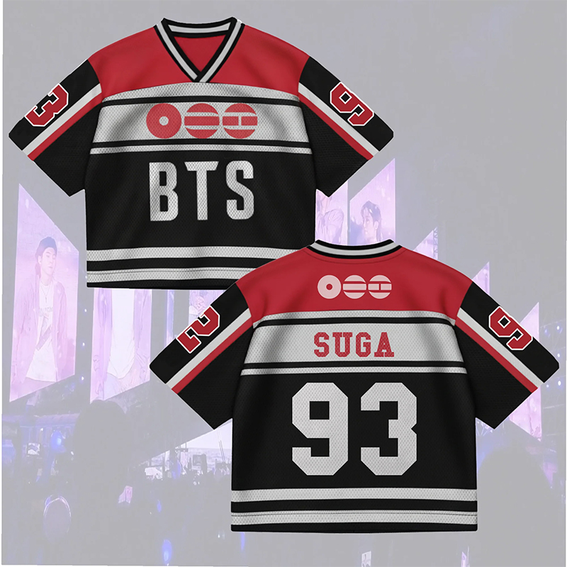 Personalized BTS Fans Crop Jersey K-Pop Member Crop Jersey New 2026 World Tour BTS Mixed Mesh Jersey Gift For Fans