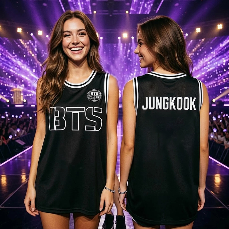 Personalized BTS Basketball Jersey K-Pop Basketball Tank Top World Tour 2026 Concert Jersey for ARMY