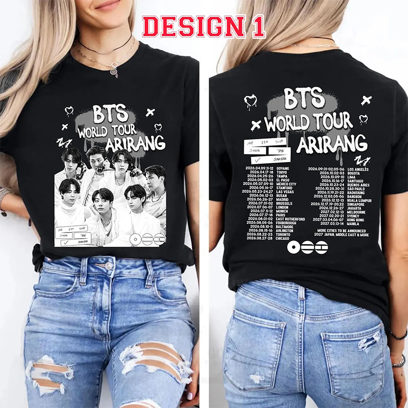 Personalized BTS World Tour Member T-Shirt K-Pop Tour Tee for Concerts Arirang Kpop Bangtan T-Shirt Fandom Gift Idea