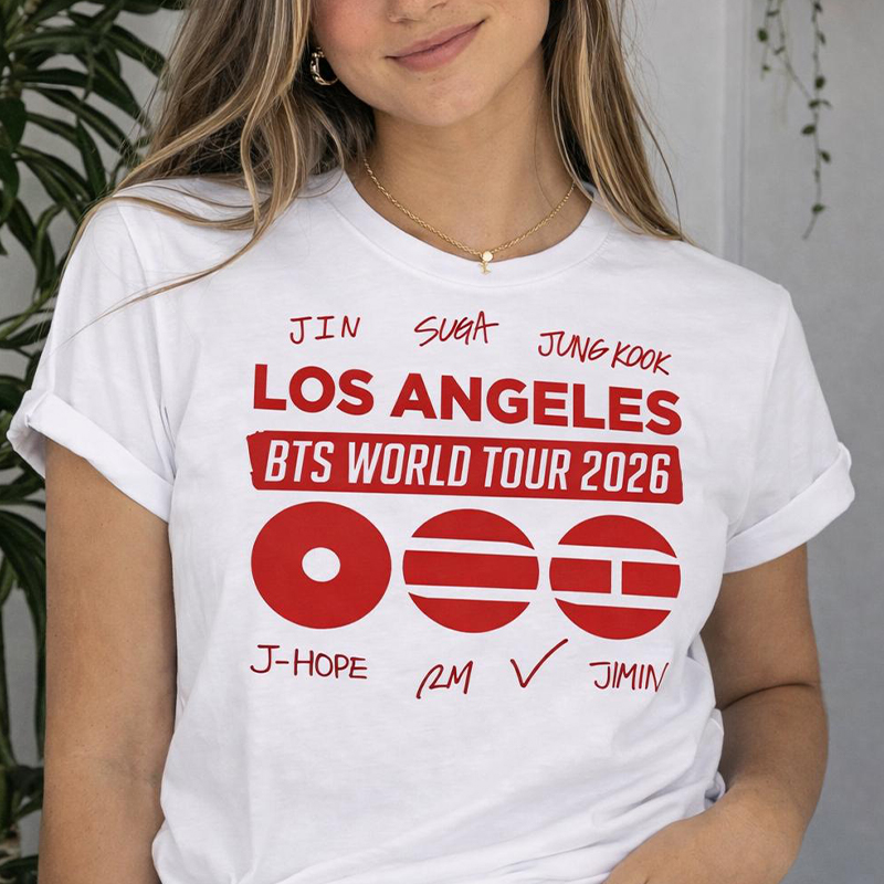 Personalized BTS World Tour 2026 T-Shirt Custom Concert City Checklist K-Pop Tee for ARMY