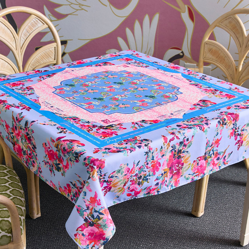 Mahjong Tablecloth 55" x 55" Polyester Naples Tablecloth Square Instructional Design for Family Game Night Party Favor Supplies