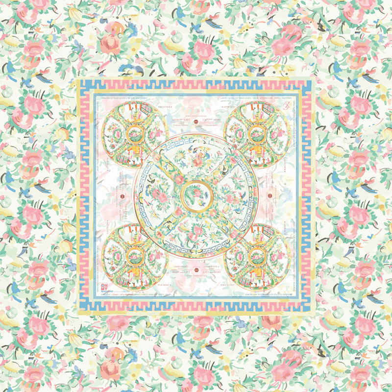 Aristocrat Mahjong Tablecloth 55" x 55" Polyester Square Instructional Design for Family Game Night Party Favor Supplies