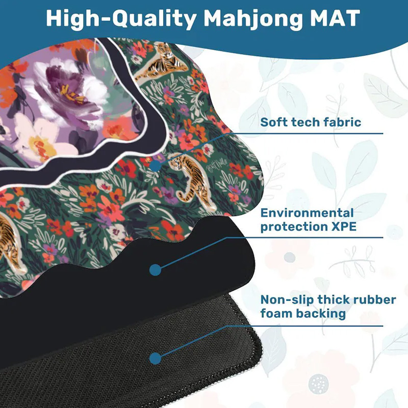 Scalloped Mahjong Mat Soft Surface Not Neoprene Original Art Tiger Mahjong Mat Mat Mahjong Lovers Gifts