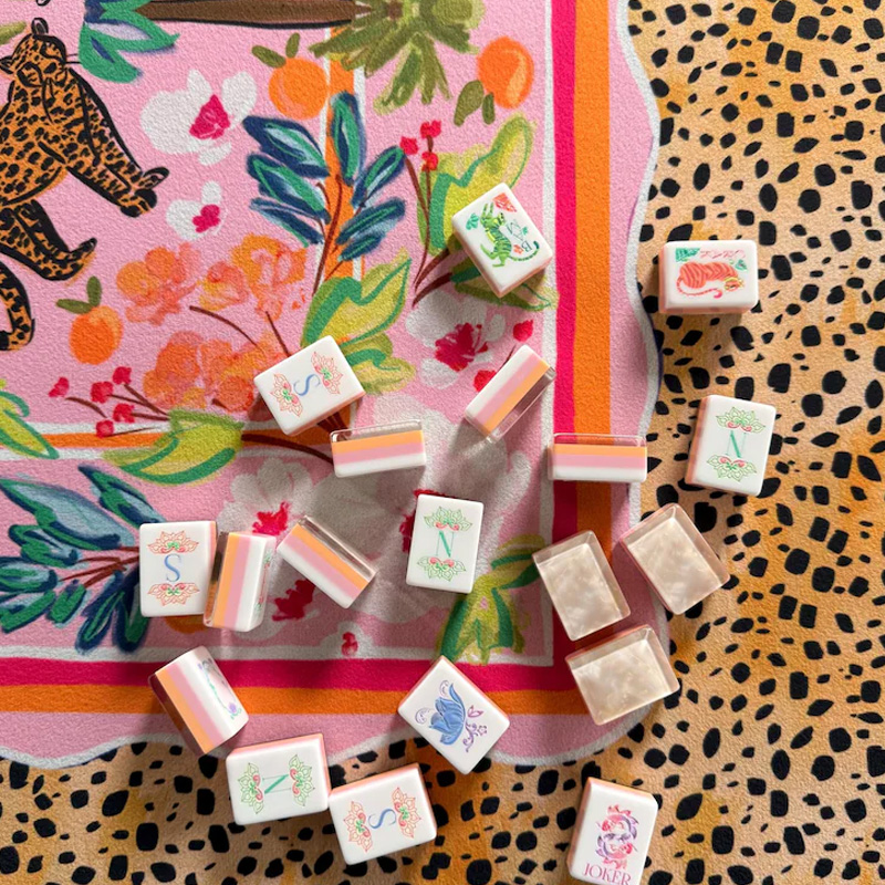 Leopard Print Scalloped Mahjong Mat Soft Surface Not Neoprene Original Art Tiger Mahjong Mat Mat Mahjong Lovers Gifts