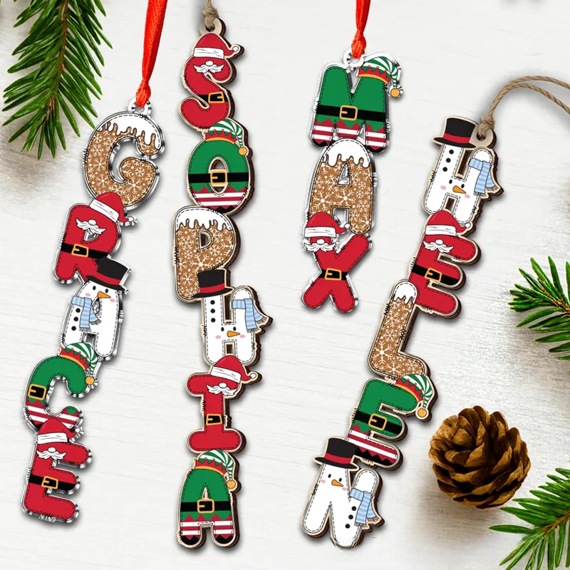 Personalized Christmas Name Letter Ornament 2025 Custom Christmas Tag Stocking Tag Christmas Gifts