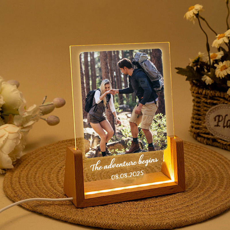 Personalized Photo Collage Night Light Custom Acrylic Lamp Gifts for Outdoor Adventure Couples