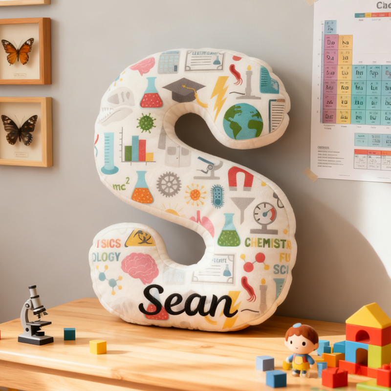 Personalized Science Pillow for Kid Scientist Physics Chemistry and Biology Lover Pillow